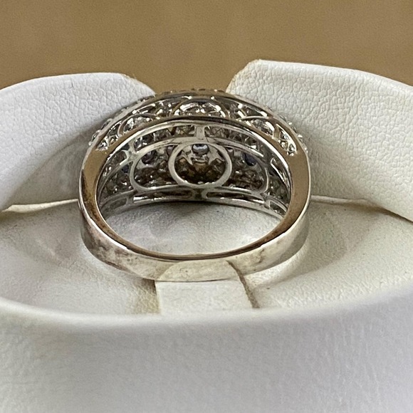 Victoria Wieck 1.33ct Tanzanite & White Zircon Ring Sterling Silver Sz 9 EUC